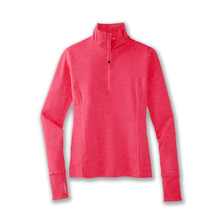 Brooks Womens Dash 1/2 Zip Running Jackets - Heather Fluoro Pink (173208-GNK)